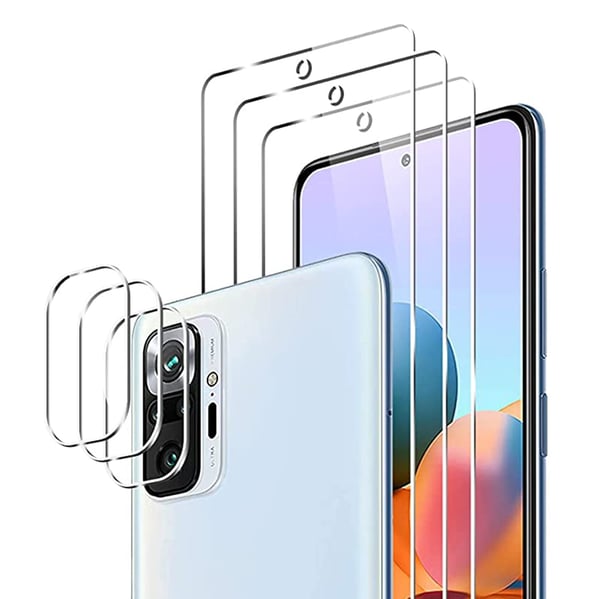3-PACK Redmi Note 10S Skärmskydd + Kameralinsskydd HD 0,3mm