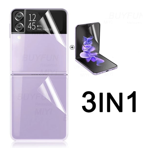 3-PACK Samsung Galaxy Z Flip 3 -Skärmskydd Hydrogel (Fram & bak)