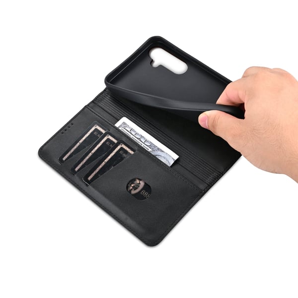 Magnetisk PU-läder + Mjuk TPU-korthållare Stativfodral för S24