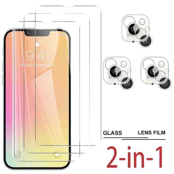 3-PACK 3-in-1 iPhone 13 Fram- & Baksida + Kameralinsskydd