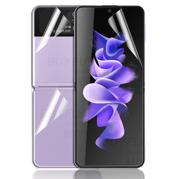 3-PACK Samsung Galaxy Z Flip 3 -Skärmskydd Hydrogel (Fram & bak)