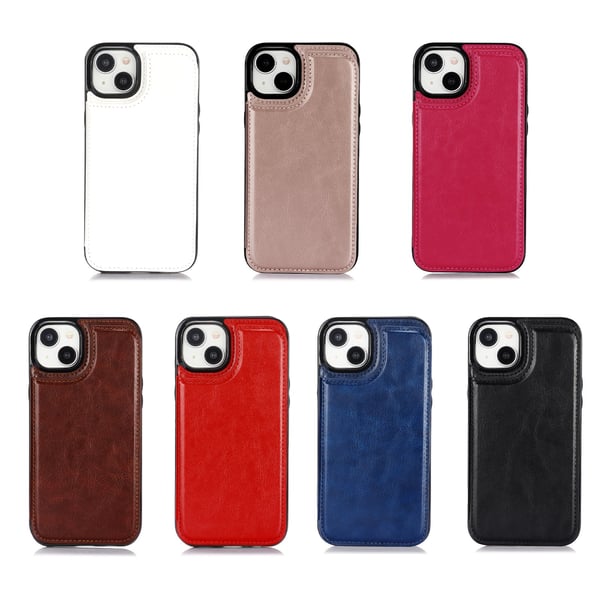 Hållbart läderfodral för iPhone 15 Plus