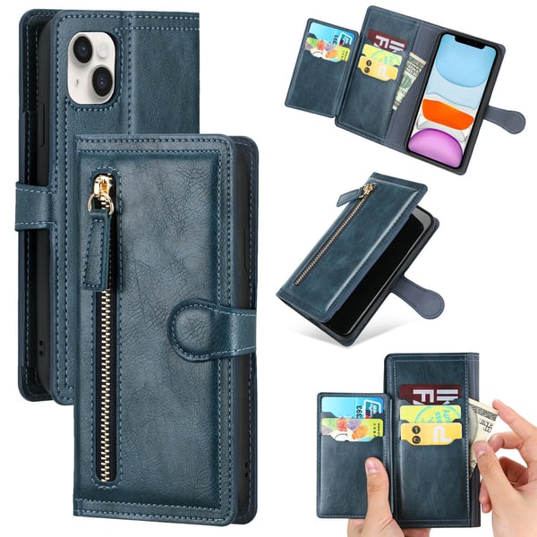 iPhone 14 - Plånboksfodral med Kortfack & Zipper