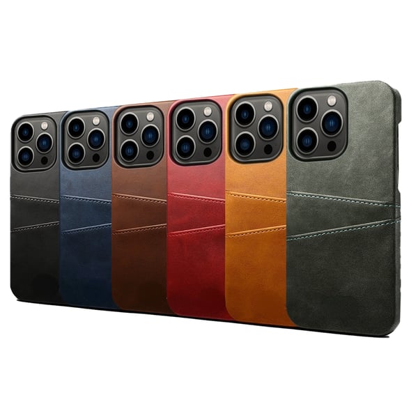 iPhone 15 Pro - Slimmat PU-läderfodral med 2-kortfack