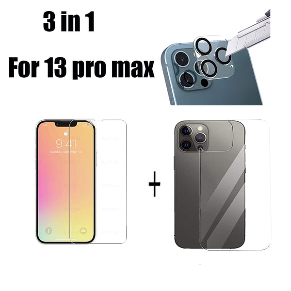 2-PACK 3in1 iPhone 13 Pro Max Fram- & Baksida + Kameralinsskydd