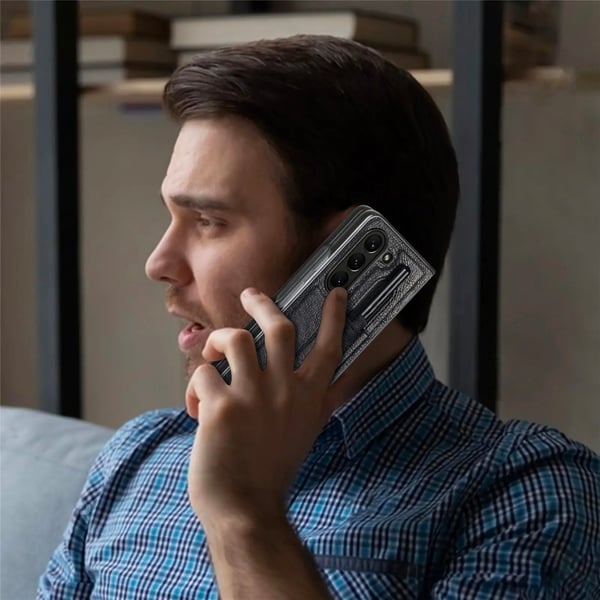 Läderfodral med pennhållare för Samsung Galaxy Z Fold 5