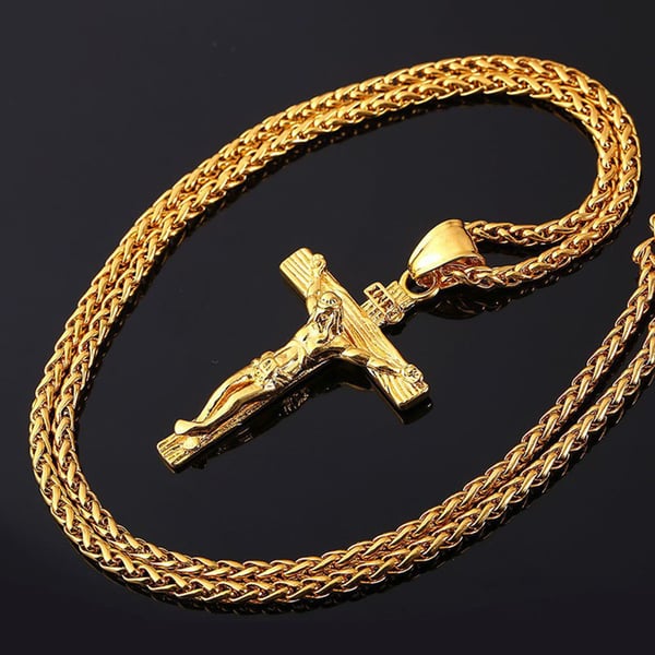 Stilren Hållbar Kors Halsband i Rostfritt Stål