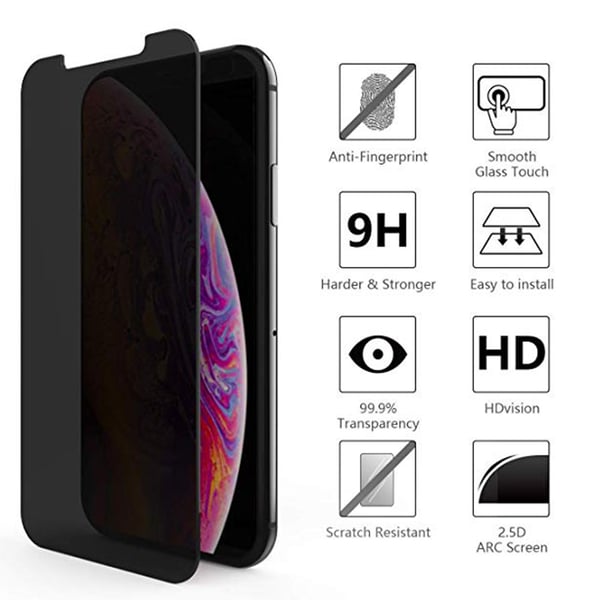 iPhone XR 2-PACK Anti-Spy Skärmskydd 9H Screen-Fit