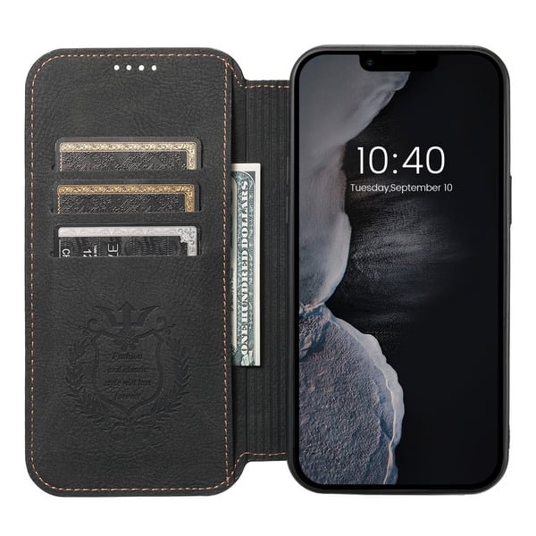 iPhone 12 Pro Max - Lyxigt Fodral med Stativ och Kortfack