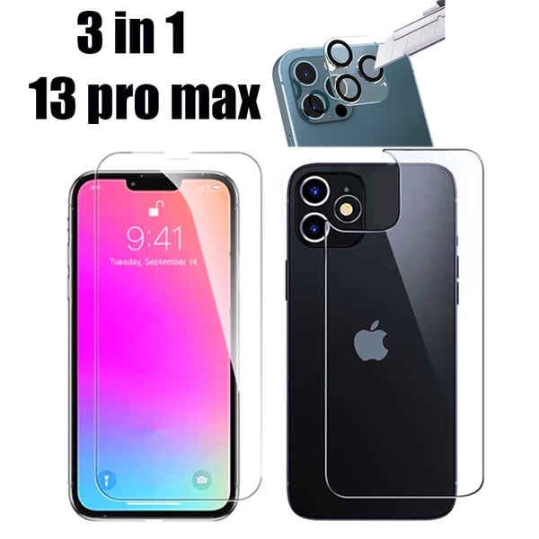 3-PACK 3in1 iPhone 13 Pro Max Fram- & Baksida + Kameralinsskydd