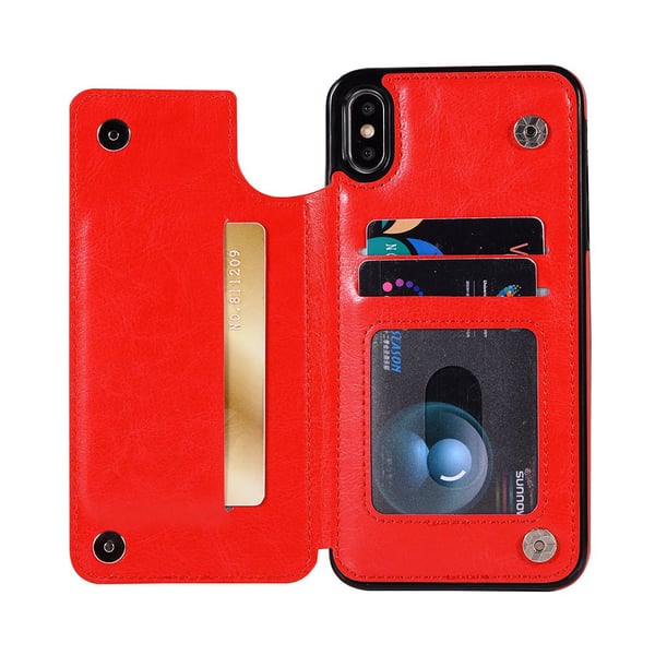 Läderskal med Plånbok/Kortfack till iPhone XR