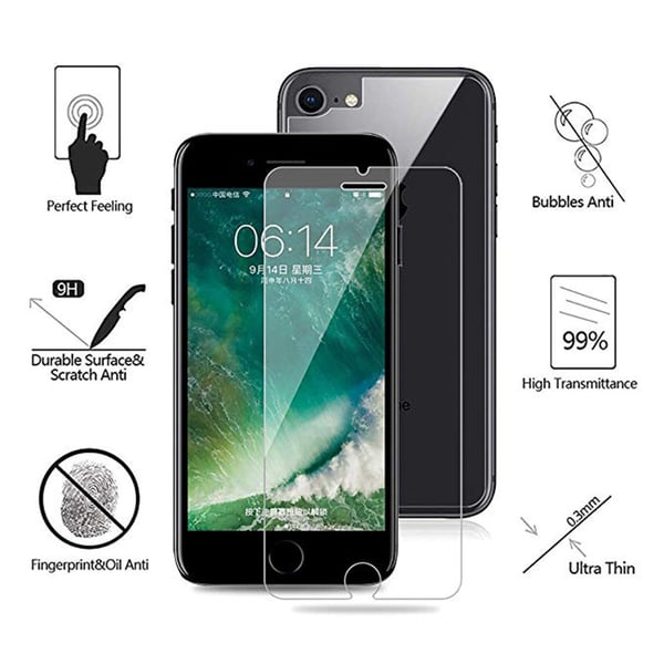 iPhone 8 3-PACK Baksida Skärmskydd 9H Screen-Fit HD-Clear.