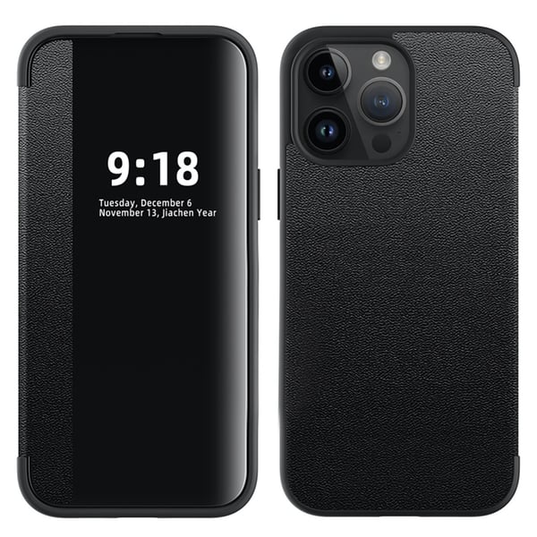 iPhone 15 Pro Max - Smart flipfodral med spegelfönster och SIM-fack