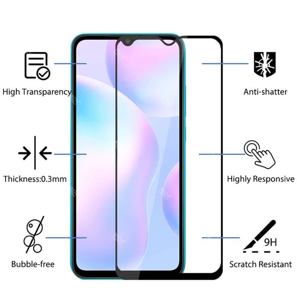 Heltäckande Härdat Glas 2.5D Skärmskydd Redmi 9C NFC (3-pack)