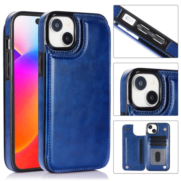 Hållbart läderfodral för iPhone 15 Plus