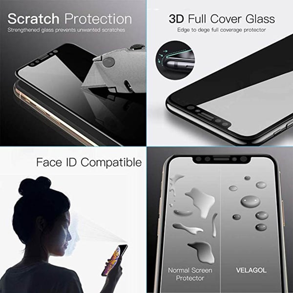 iPhone X/XS 3-PACK FullCover Anti-Spy Skärmskydd 9H