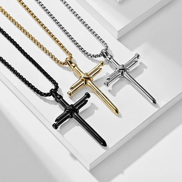 Meningsfullt Kors Halsband i Rostfritt Stål
