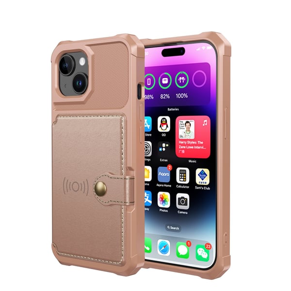 iPhone 15 - Elegant plånboksfodral i lyxigt PU-läder