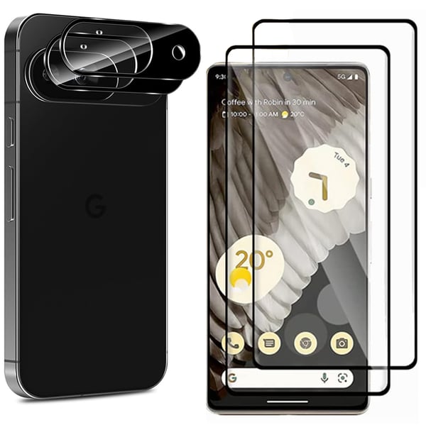 1 set (2.5D Framsida Svart +2.5D Kameraskydd) för Google Pixel 9