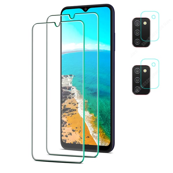 2-PACK Samsung Galaxy A03s Sk�rmskydd + Kameralinsskydd HD 0,3mm