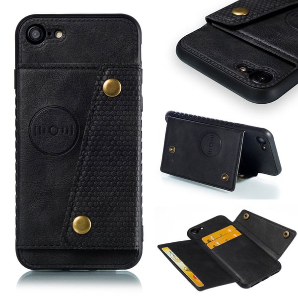iPhone SE 2020 - Smart Stilrent Retro Skal med Kortfack