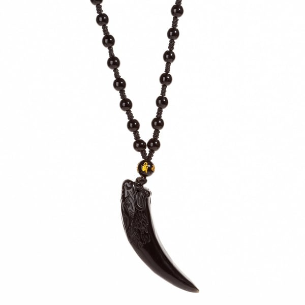 Stilren Obsidian Vargtand Charm Halsband