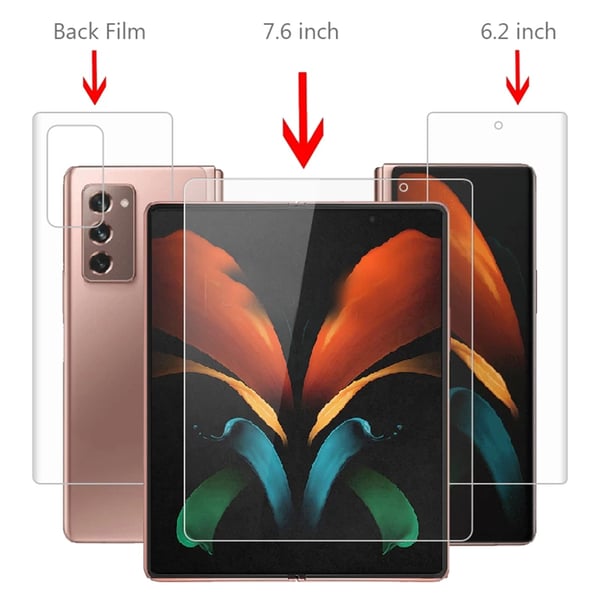 3-PACK Samsung Galaxy Z Fold 2 -Smart Hydrogel Skärmskydd 3 in 1