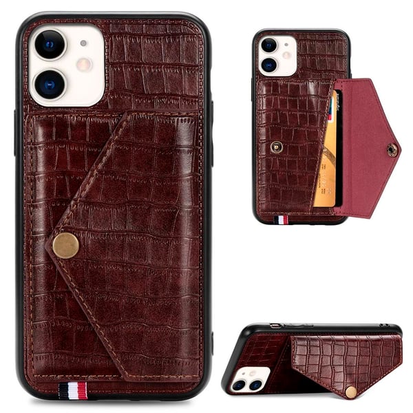 iPhone 11 - Stilrent Krokodil Skal med Kortfack