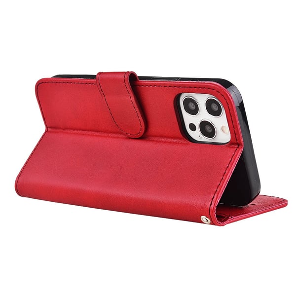 iPhone 15 Pro - Elegant Fodral i PU-läder med 4 kortplatser