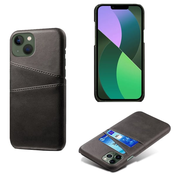 iPhone 15 Plus - Slimmat PU-läderfodral med 2-kortfack