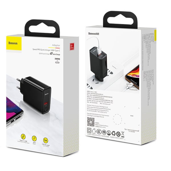 Praktiskt Type-C USB Väggadapter BASEUS