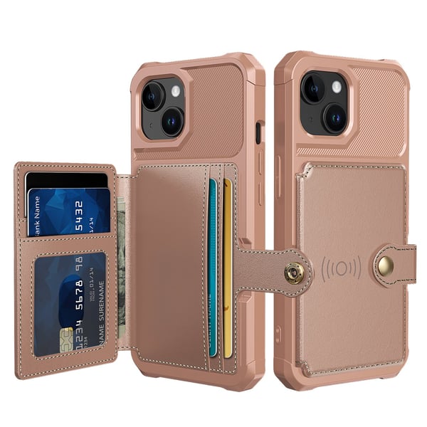 iPhone 15 - Elegant plånboksfodral i lyxigt PU-läder