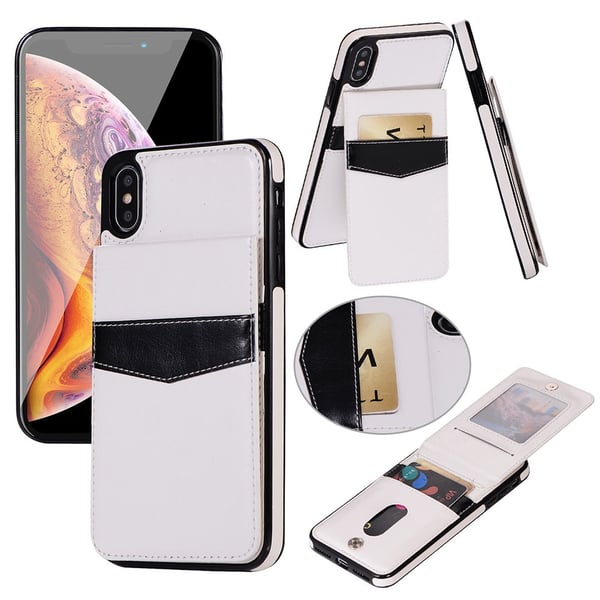 iPhone XS Max - LEMAN Läderskal med Plånbok/Kortfack