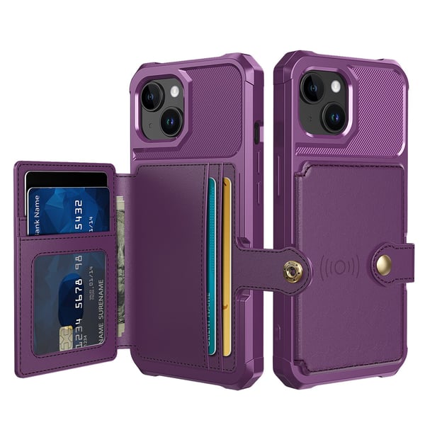 iPhone 15 - Elegant plånboksfodral i lyxigt PU-läder