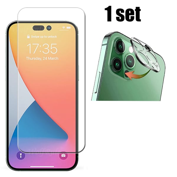 2-PACK iPhone 14 Pro Max Skärmskydd + Kameralinsskydd HD 0,3mm
