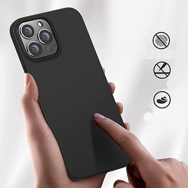 iPhone 15 PRO MAX - Skyddsskal i Mattbehandlat Stötdämpande Silikon Svart