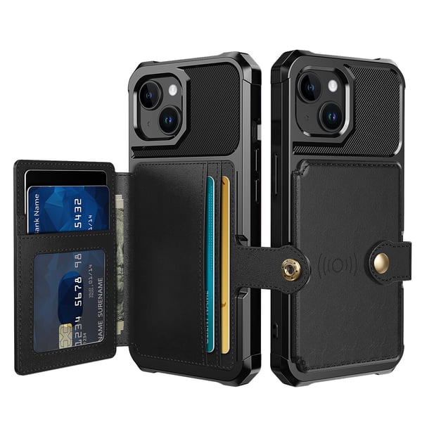 iPhone 15 - Elegant plånboksfodral i lyxigt PU-läder