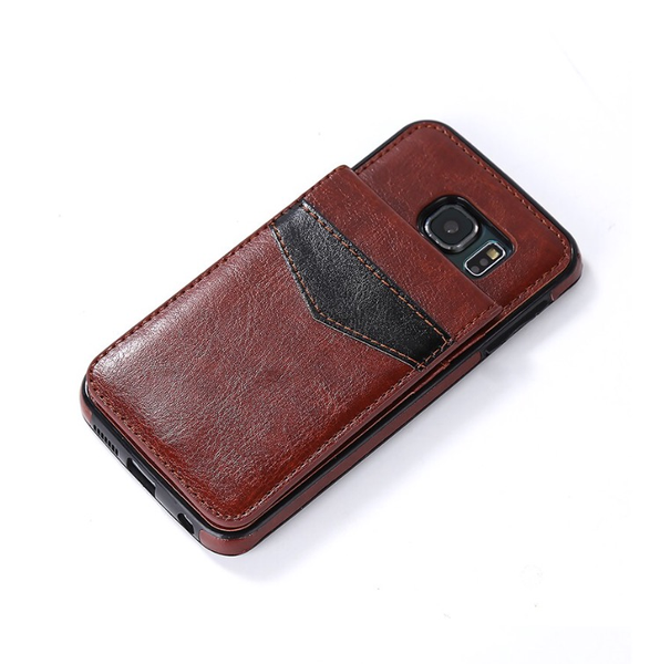 Samsung S7 Edge - LEMANS Läderskal med Plånbok/Kortfack