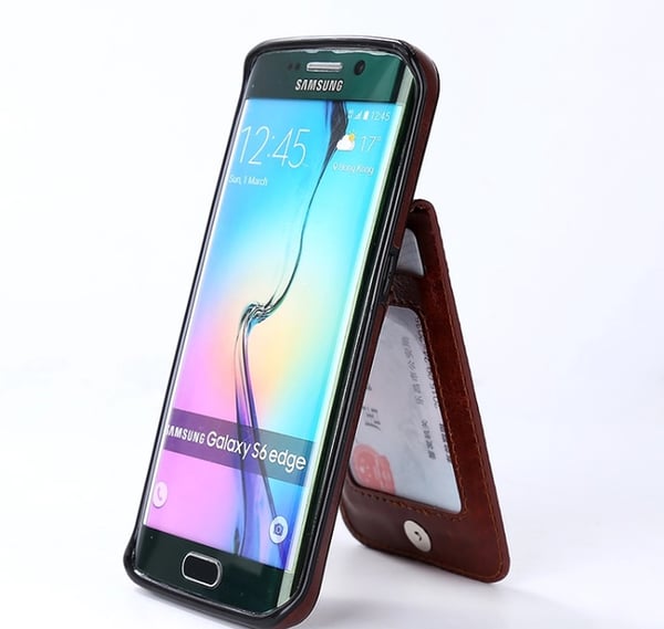 Samsung S7 Edge - LEMANS Läderskal med Plånbok/Kortfack
