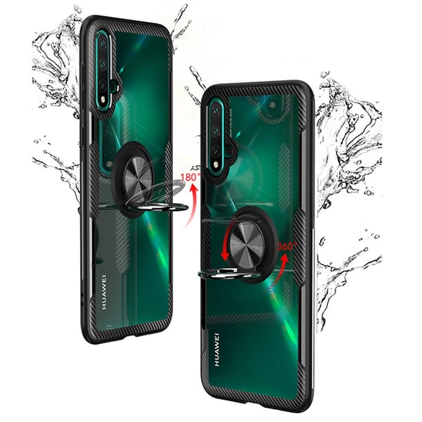 Huawei Nova 5T - Praktiskt Stilrent Skal med Ringhållare