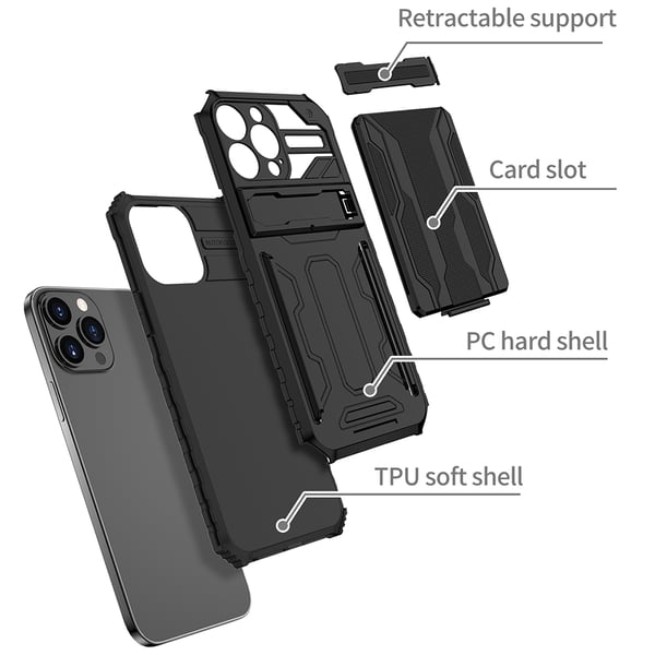iPhone 14 Pro - Professionellt Skal med GÖMD Korthållare