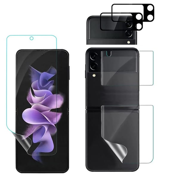 3-PACK 4in1 Z Flip 4 Hydrogel Skärmskydd & 2.5D Kameralinsskydd