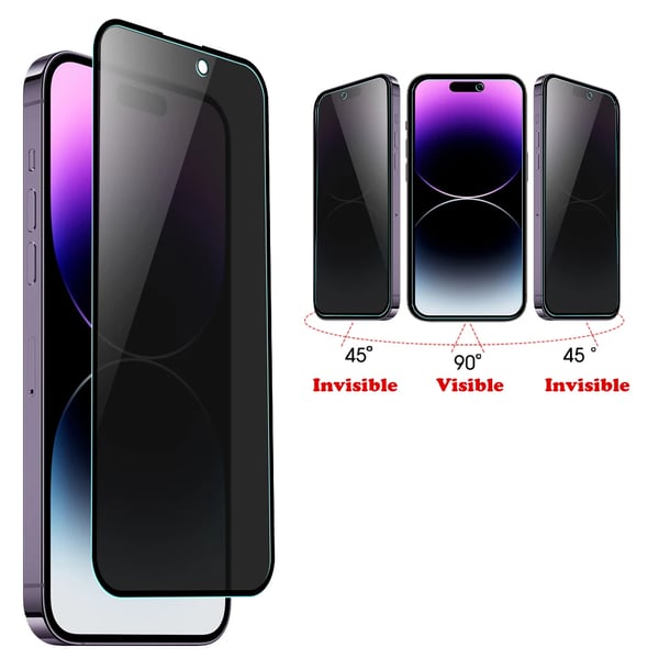 2-Pack Ceramic Skärmskydd 2.5D Svart Anti Spy för iPhone 15 Pro Max