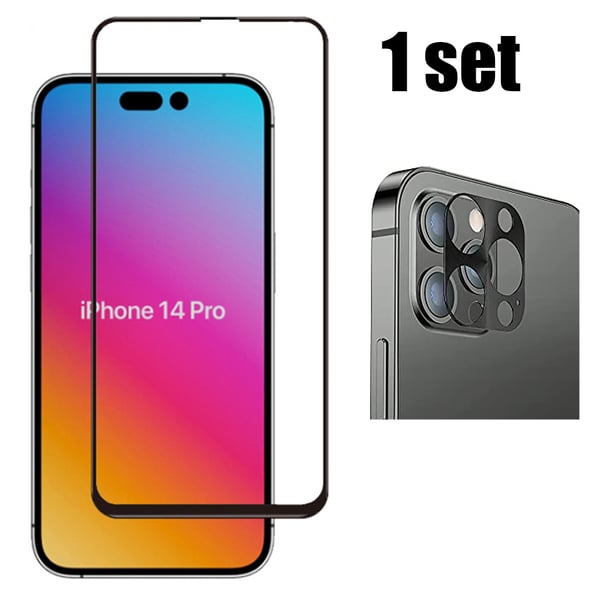 2-PACK iPhone 14 Pro Sk�rmskydd + Kameralinsskydd 2.5D HD 0,3mm