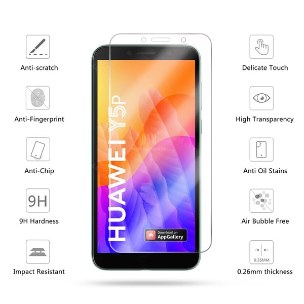 Huawei Y5p 2-PACK Standard Skärmskydd 9H 0,3mm HD-Clear