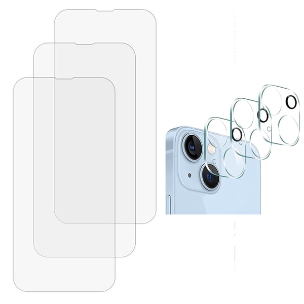 iPhone 15 - 2-Pack Skärmskydd + Kameralinsskydd HD 0,3mm