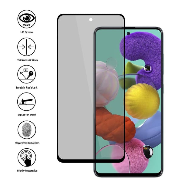 Samsung A71 2.5D Anti-Spy 2-PACK Skärmskydd Ram 9H 0,3mm