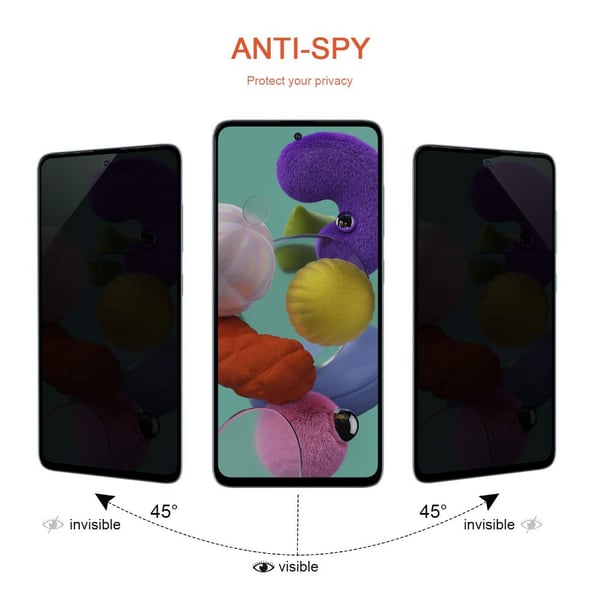 Samsung A51 2.5D Anti-Spy 2-PACK Skärmskydd Ram 9H 0,3mm