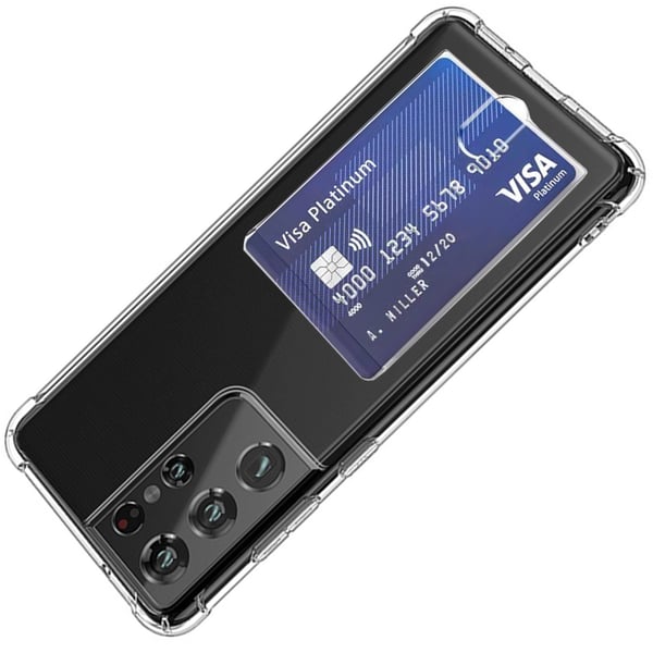 Galaxy S21 Ultra Skal med Korthållare & Mjukt Skärmskydd