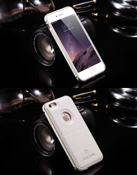 iPhone 6/6S plus  -Stilrent Läderskal Alu-ram UTFÖRSÄLJNING!